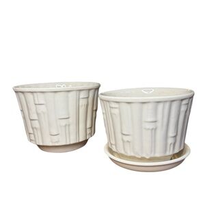 Vintage McCoy Bamboo Planters - Set of 2 - ivory Ceramic - Mid Century Decor